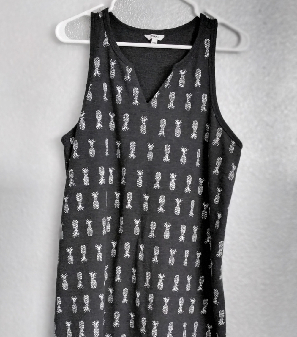 Sonoma Women's Black Pineapple Dress Size L